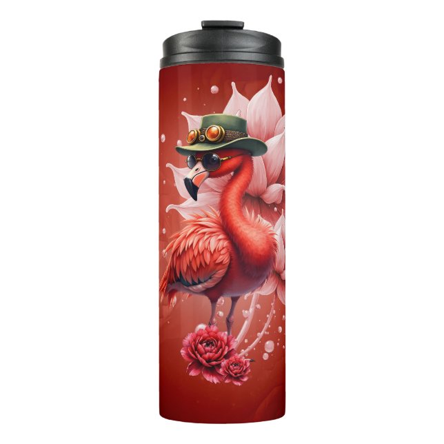 Steampunk Flamingo – Fantasy Digital Artwork  Thermal Tumbler (Front)