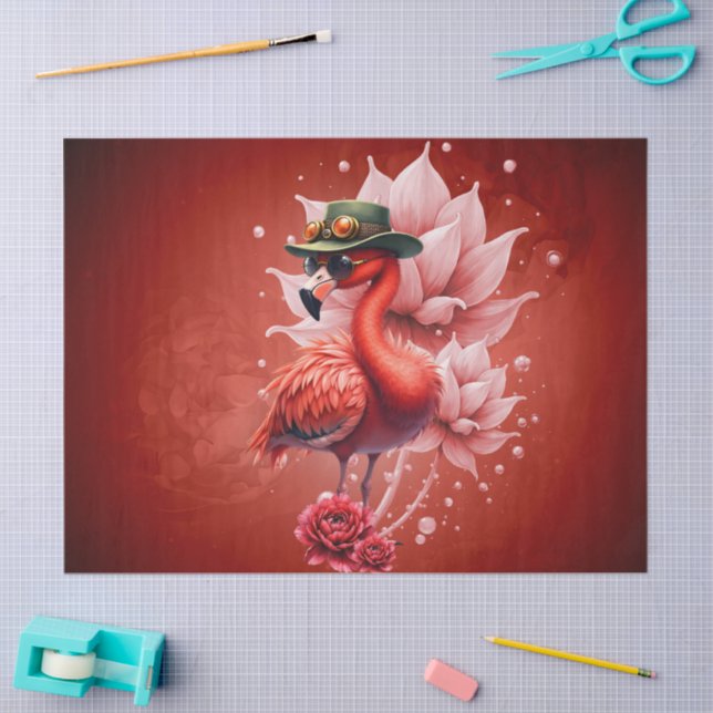 Steampunk Flamingo – Fantasy Digital Artwork  Tissue Paper (Craft)