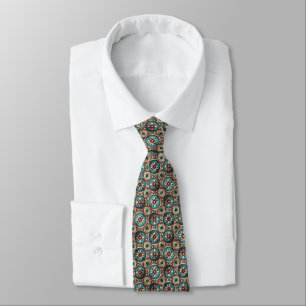 Steampunk Floral Pattern – Blue, Green & Copper Tie
