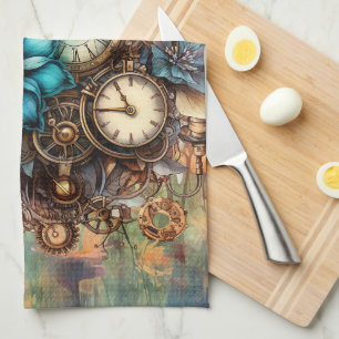 Steampunk Floral Tea Towel