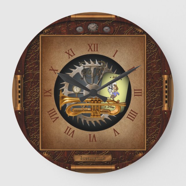 Steampunk Flumpet ~ Flügelhorn and Trumpet ~  Large Clock (Front)