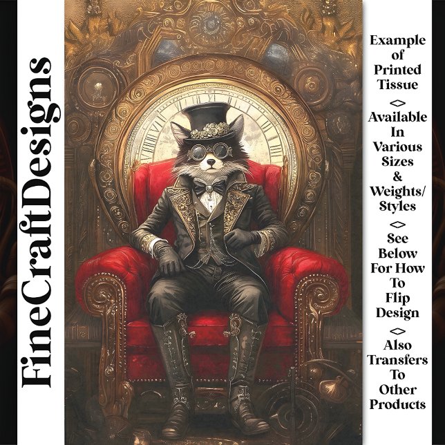 Steampunk Fox On Throne AC1 Decoupage Tissue Paper (Creator Uploaded)