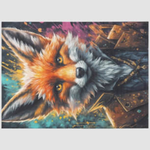 Steampunk Fox Portrait Decoupage Tissue Paper
