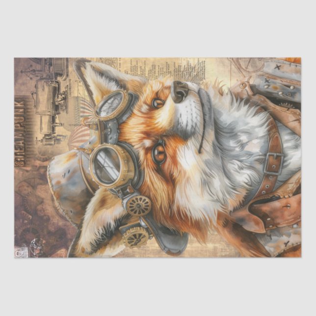 Steampunk Fox Tissue Paper (Front)