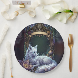 Steampunk Fox Wedding Frame. Paper Plate