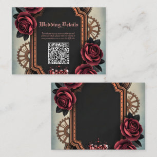 Steampunk Frame with Red Roses and Gears Enclosure Card