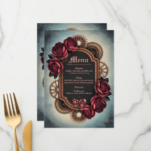 Steampunk Frame with Red Roses and Gears Menu