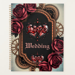 Steampunk Frame with Red Roses and Gears Planner