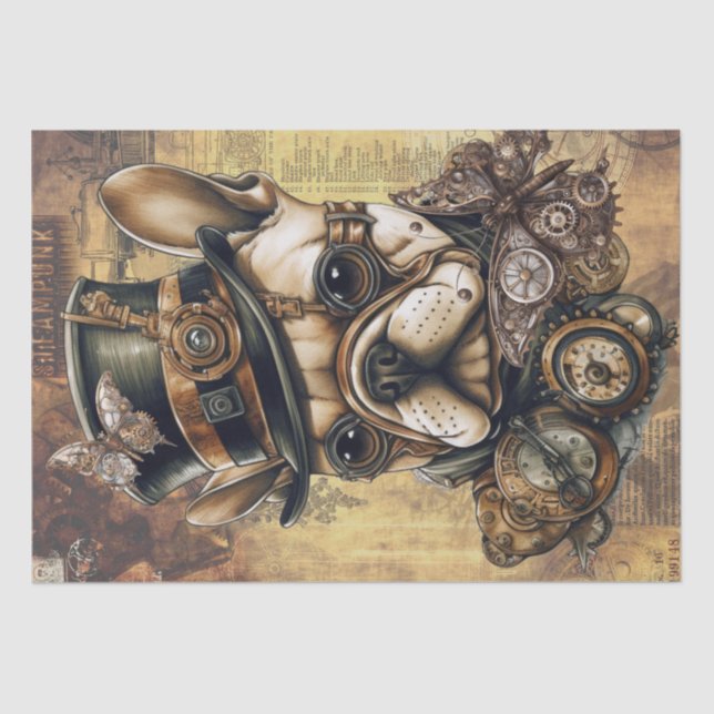 Steampunk French Bulldog Butterfly Tissue Paper (Front)