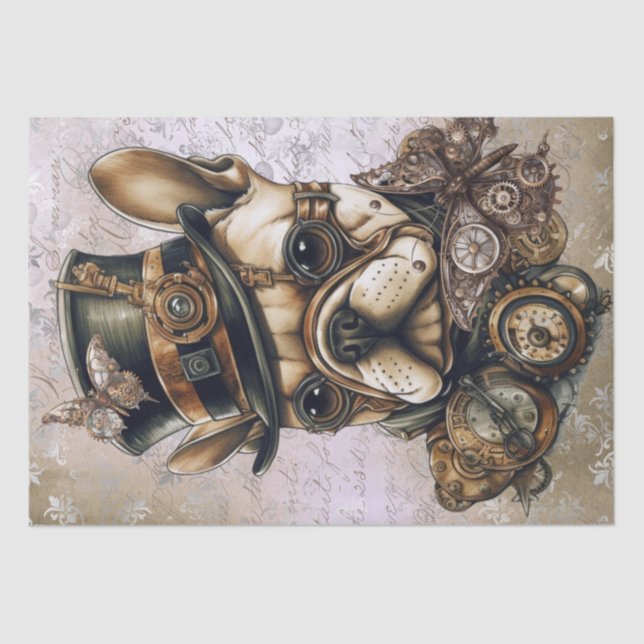 Steampunk French Bulldog Butterfly Tissue Paper (Front)
