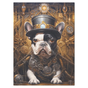 Steampunk Frenchie 2 Decoupage Tissue Paper