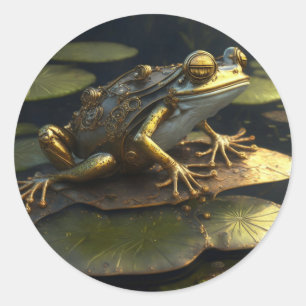 Steampunk Frog   Gothic Art Classic Round Sticker