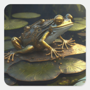 Steampunk Frog   Gothic Art Square Sticker