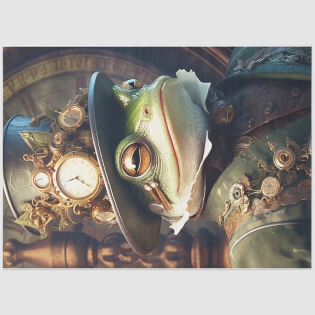 Steampunk Frog Head Tissue Paper (Front)