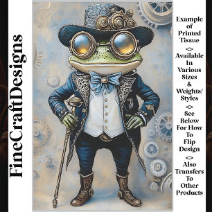 Steampunk Frog In Best Blue Clothes R6F Decoupage Tissue Paper