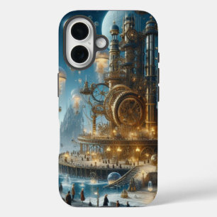 Steampunk Futuristic Ancient City with Jellyfish  iPhone 16 Case