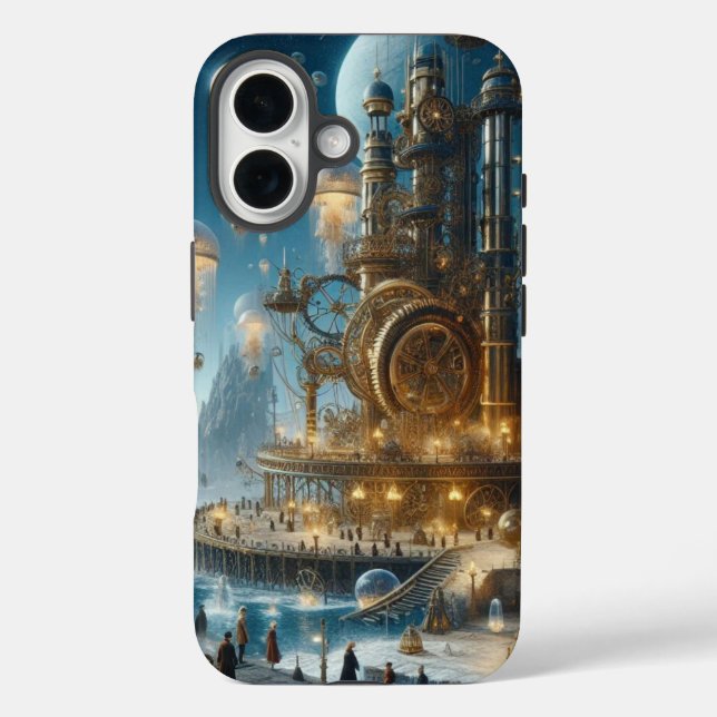 Steampunk Futuristic Ancient City with Jellyfish  Case-Mate iPhone Case (Back)