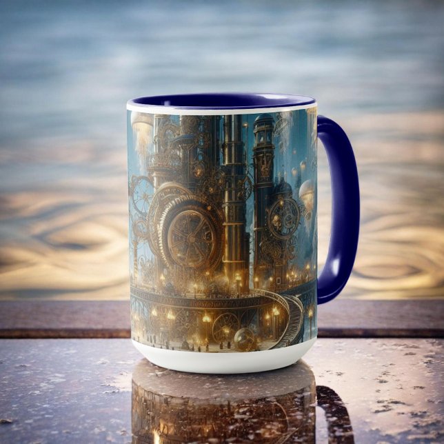 Steampunk Futuristic Ancient City with Jellyfish  Mug (Creator Uploaded)