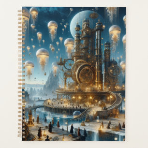 Steampunk Futuristic Ancient City with Jellyfish  Planner