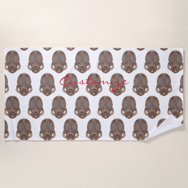 Steampunk Gas Mask Thunder_Cove Beach Towel (Front)