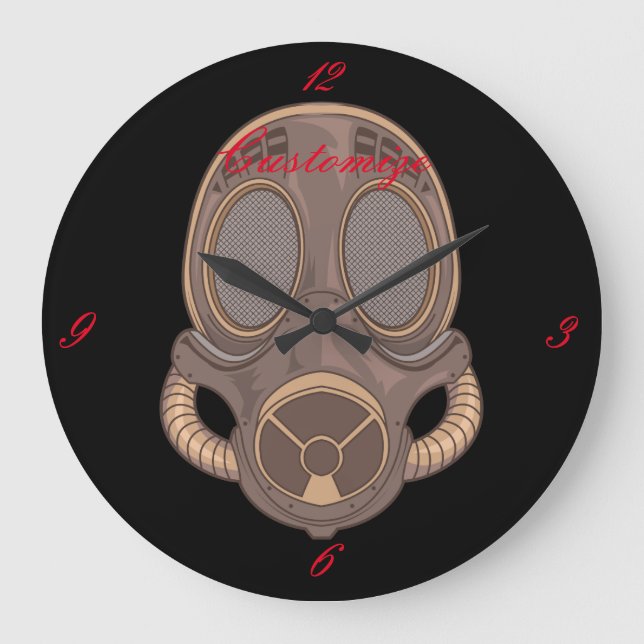 Steampunk Gas Mask Thunder_Cove Large Clock (Front)