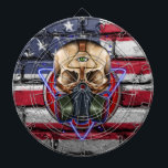 Steampunk Gasmask Skull Biohazard American Flag Dartboard<br><div class="desc">Steampunk gasmask skull biohazard apocalypse american flag stone dartboard.</div>