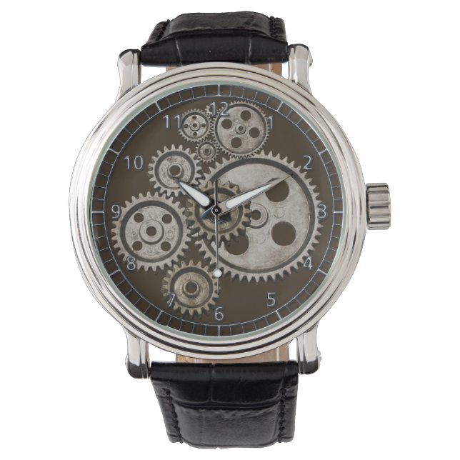 steampunk gear cog engine vintage machine watch (Front)