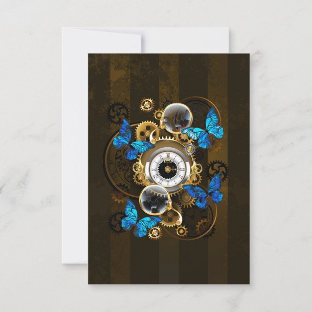 Steampunk Gears and Blue Butterflies (Front)