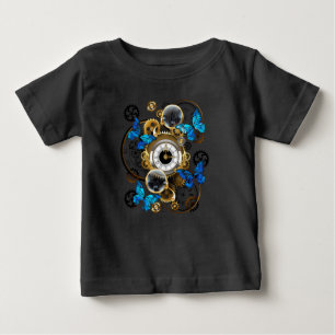 Steampunk Gears and Blue Butterflies Baby T-Shirt