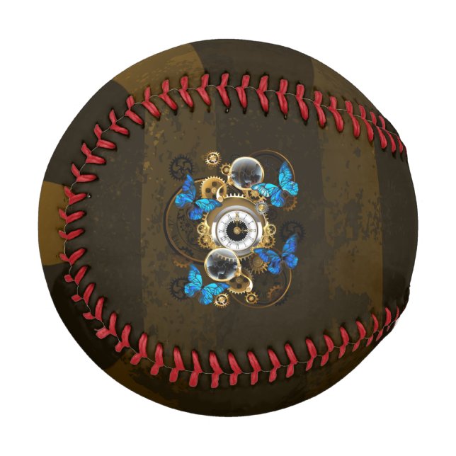 Steampunk Gears and Blue Butterflies Baseball (Front Left)