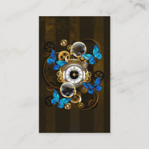 Steampunk Gears and Blue Butterflies Business Card