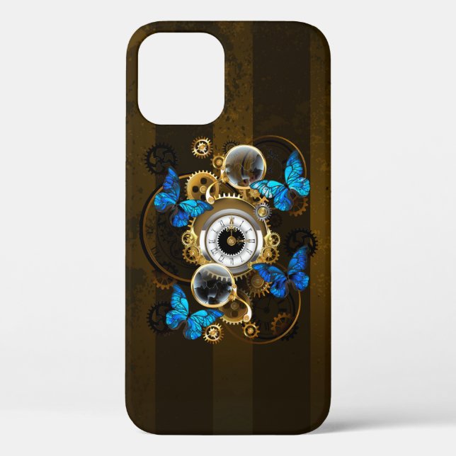 Steampunk Gears and Blue Butterflies Case-Mate iPhone Case (Back)