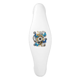 Steampunk Gears and Blue Butterflies Ceramic Cabinet Pull