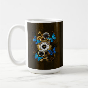 Steampunk Gears and Blue Butterflies Coffee Mug