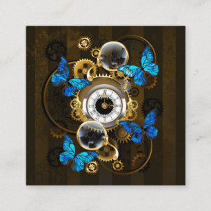 Steampunk Gears and Blue Butterflies Discount Card