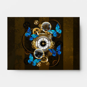Steampunk Gears and Blue Butterflies Envelope