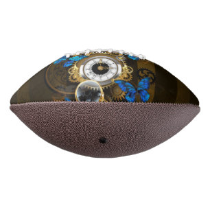 Steampunk Gears and Blue Butterflies Football