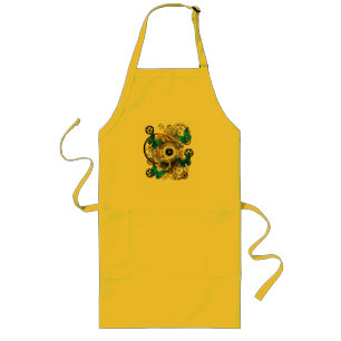 Steampunk Gears and Blue Butterflies Long Apron
