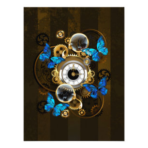 Steampunk Gears and Blue Butterflies Photo Print