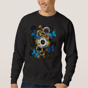 Steampunk Gears and Blue Butterflies Sweatshirt