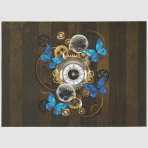 Steampunk Gears and Blue Butterflies Tissue Paper