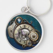 Steampunk Gears and Dragonfly Heart Key Chain