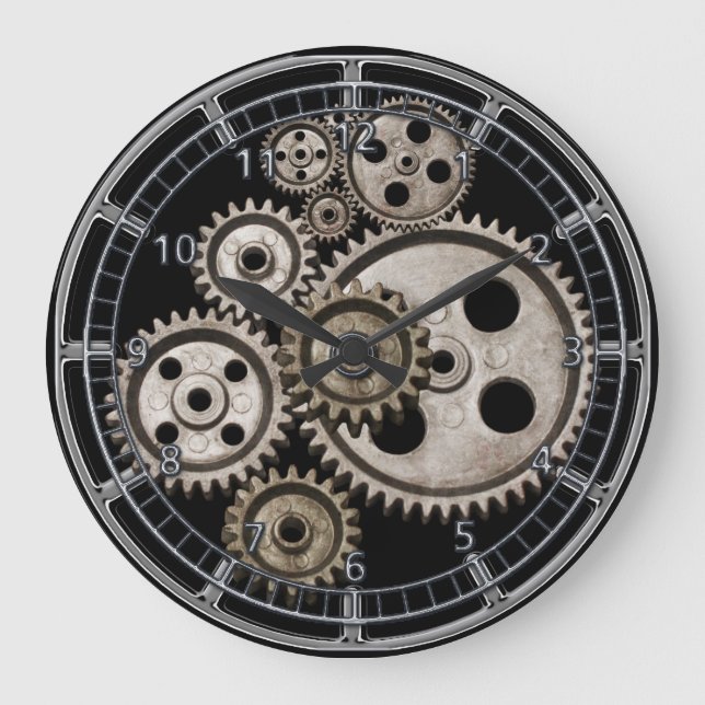 steampunk gears cogs engine square machine clock (Front)