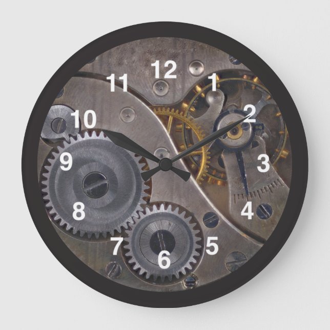 Steampunk Gears fun fAb cool Large Clock (Front)