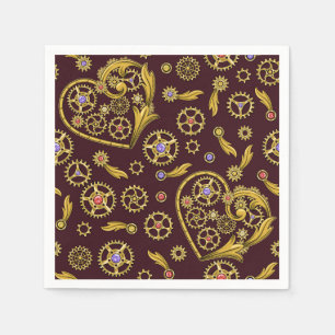 Steampunk Gears Heart Napkin