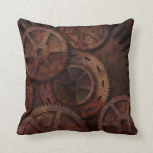 Steampunk Gears Industrial Fashion Cushion