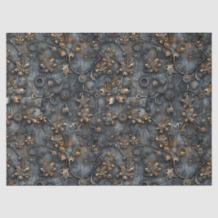 Steampunk Gears, Metal Flowers Pattern Decoupage Tissue Paper