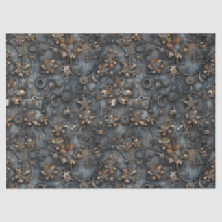Steampunk Gears, Metal Flowers Pattern Decoupage Tissue Paper