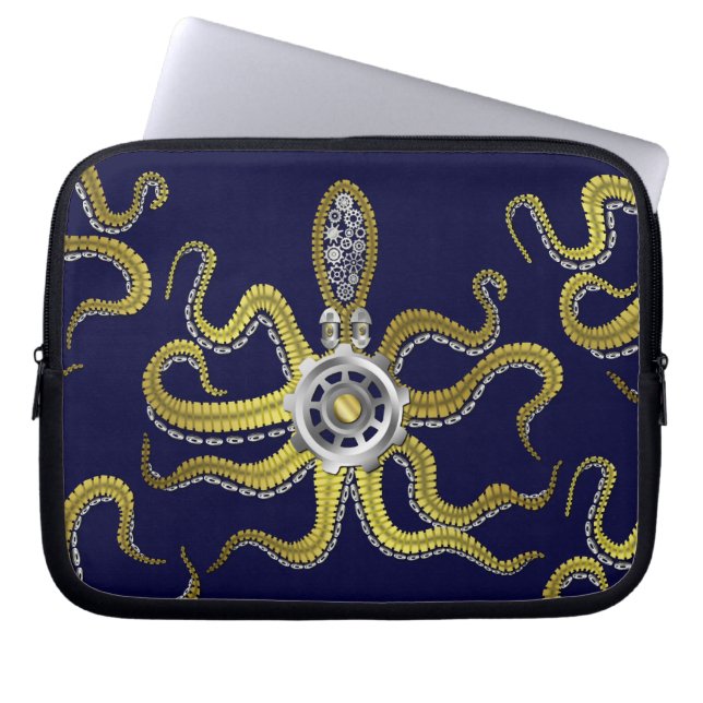 Steampunk Gears Octopus Kraken Laptop Sleeve (Front)