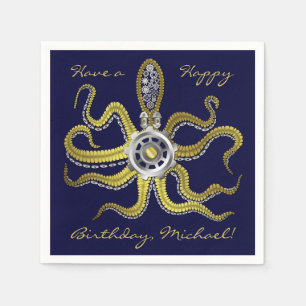 Steampunk Gears Octopus Kraken Napkin